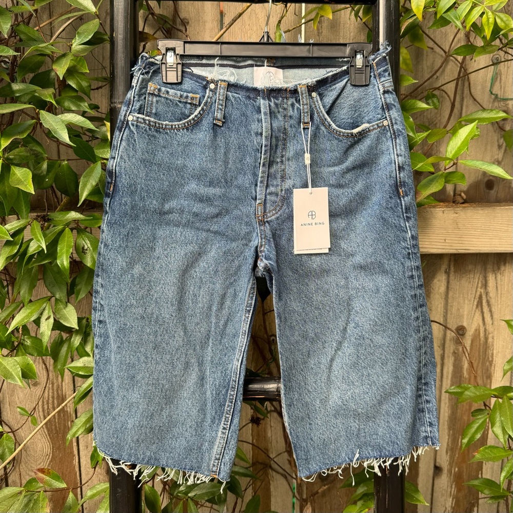ANINE BING Gavin Wide-Leg Denim Shorts